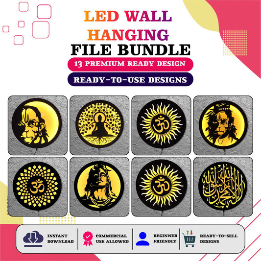 LED Wall Hanging Bundle – Ready to Cut DXF Files (13 Designs)