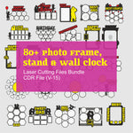80+ Photo Frame & Wall Clock Laser Cutting Files Bundle | CDR (V-15) | Instant Download