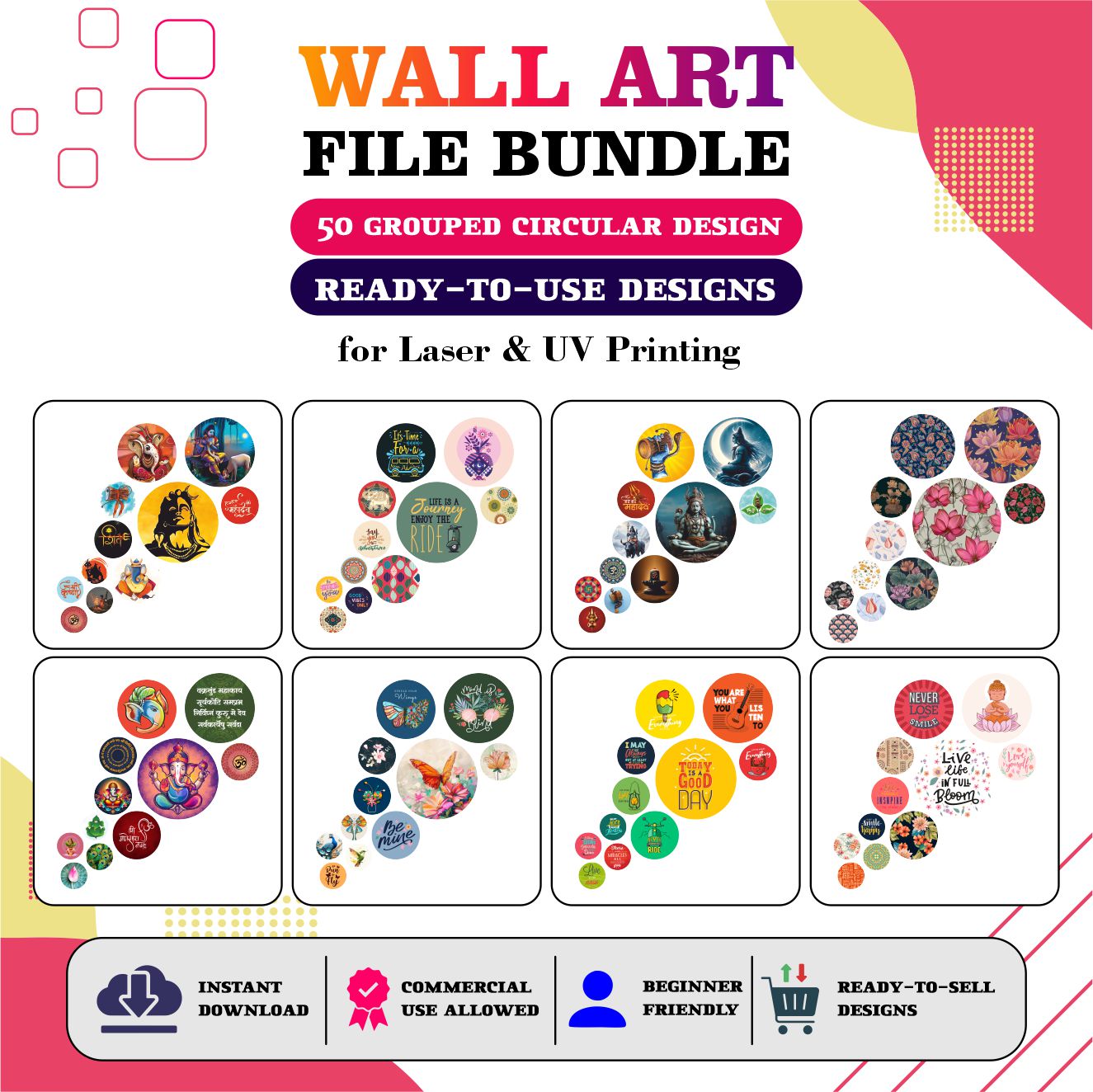 Wall Art Files Bundle 50 Premium Ready to Use for Laser And UV Print Machine