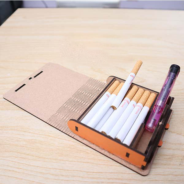 Laser Cut Wooden Cigarette Case MDF Cigarettes Gift Box Vector File