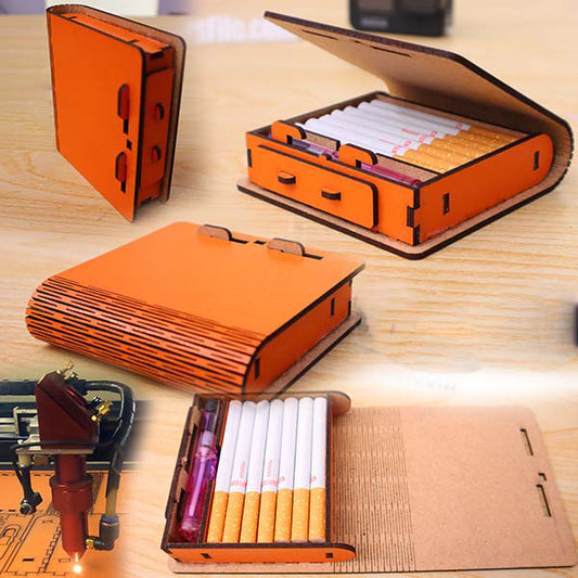 Laser Cut Wooden Cigarette Case MDF Cigarettes Gift Box Vector File