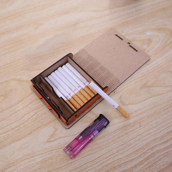 Laser Cut Wooden Cigarette Case MDF Cigarettes Gift Box Vector File