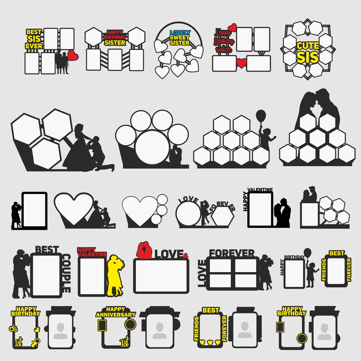 80+ Photo Frame & Wall Clock Laser Cutting Files Bundle | CDR (V-15) | Instant Download